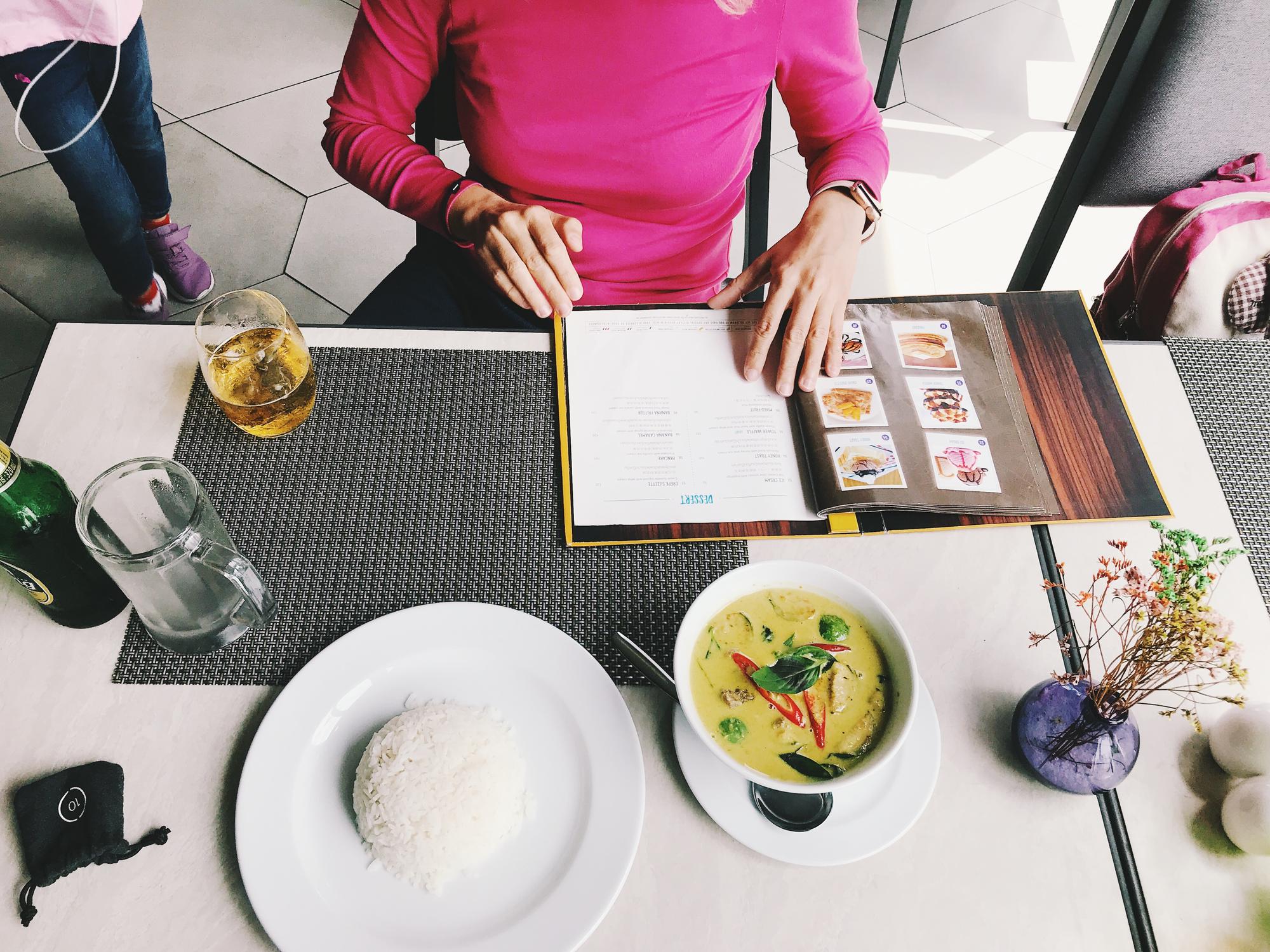 Sample menu sheets and costings on table